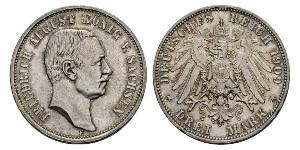 3 Mark Reino de Sajonia (1806 - 1918) Plata Federico Augusto III de Sajonia (1865-1932)