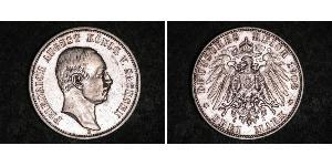 3 Mark Reino de Sajonia (1806 - 1918) Plata Federico Augusto III de Sajonia (1865-1932)