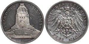 3 Mark Reino de Sajonia (1806 - 1918) Plata 