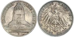 3 Mark Reino de Sajonia (1806 - 1918) Plata 