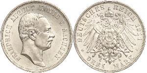 3 Mark Reino de Sajonia (1806 - 1918) Plata Federico Augusto III de Sajonia (1865-1932)