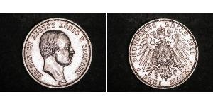 3 Mark Reino de Sajonia (1806 - 1918) Plata Federico Augusto III de Sajonia (1865-1932)