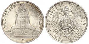 3 Mark Reino de Sajonia (1806 - 1918) Plata 