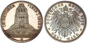 3 Mark Reino de Sajonia (1806 - 1918) Plata 