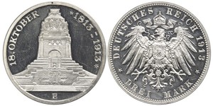 3 Mark Reino de Sajonia (1806 - 1918) Plata 