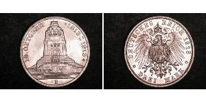 3 Mark Reino de Sajonia (1806 - 1918) Plata 