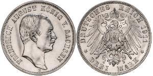 3 Mark Reino de Sajonia (1806 - 1918) Plata Federico Augusto III de Sajonia (1865-1932)