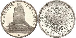 3 Mark Reino de Sajonia (1806 - 1918) Plata 