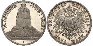 3 Mark Reino de Sajonia (1806 - 1918) Plata 