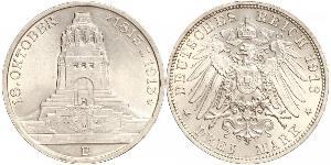 3 Mark Reino de Sajonia (1806 - 1918) Plata 