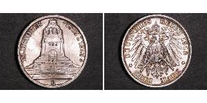 3 Mark Reino de Sajonia (1806 - 1918) Plata 