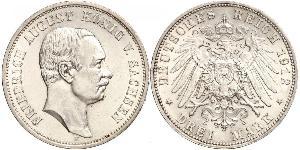 3 Mark Reino de Sajonia (1806 - 1918) Plata Federico Augusto III de Sajonia (1865-1932)