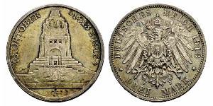 3 Mark Reino de Sajonia (1806 - 1918) Plata 