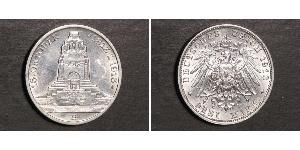 3 Mark Reino de Sajonia (1806 - 1918) Plata 