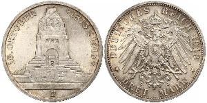 3 Mark Reino de Sajonia (1806 - 1918) Plata 