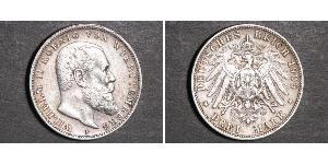 3 Mark Reino de Wurtemberg (1806-1918) Plata Wilhelm II, German Emperor (1859-1941)