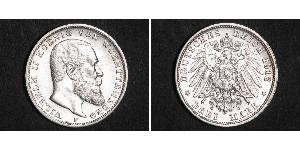 3 Mark Reino de Wurtemberg (1806-1918) Plata Wilhelm II, German Emperor (1859-1941)