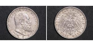 3 Mark Reino de Wurtemberg (1806-1918) Plata Wilhelm II, German Emperor (1859-1941)