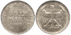 3 Mark República de Weimar (1918-1933) Plata 