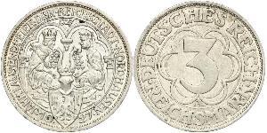 3 Mark República de Weimar (1918-1933) Plata 