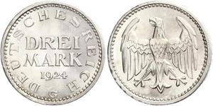 3 Mark República de Weimar (1918-1933) Plata 