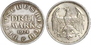 3 Mark República de Weimar (1918-1933) Plata 