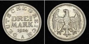 3 Mark República de Weimar (1918-1933) Plata 