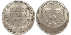 3 Mark República de Weimar (1918-1933) Plata 