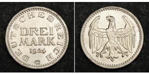 3 Mark República de Weimar (1918-1933) Plata 