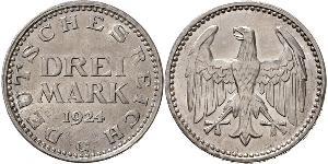 3 Mark República de Weimar (1918-1933) Plata 