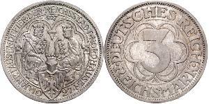 3 Mark República de Weimar (1918-1933) Plata 