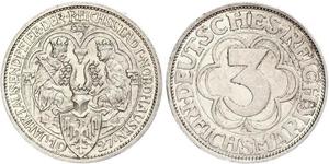 3 Mark República de Weimar (1918-1933) Plata 