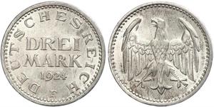 3 Mark República de Weimar (1918-1933) Plata 