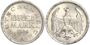 3 Mark República de Weimar (1918-1933) Plata 