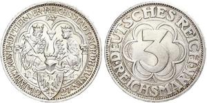 3 Mark República de Weimar (1918-1933) Plata 