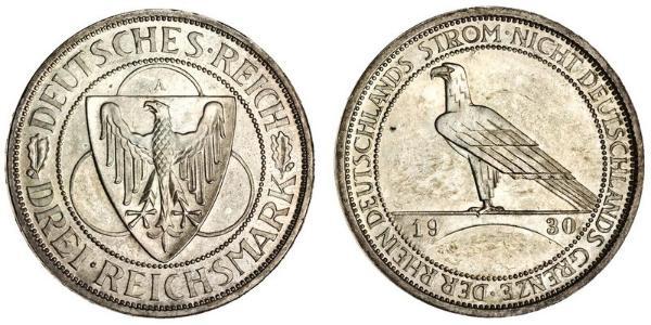 3 Mark República de Weimar (1918-1933) Plata 