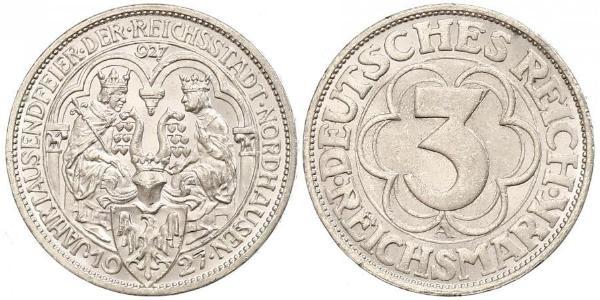 3 Mark República de Weimar (1918-1933) Plata 