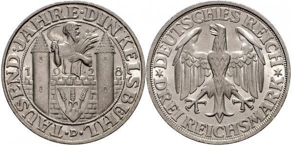 3 Mark República de Weimar (1918-1933) Plata 