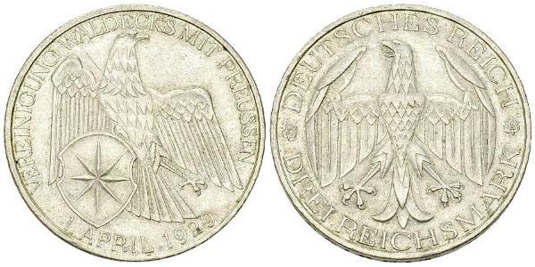 3 Mark República de Weimar (1918-1933) Plata 