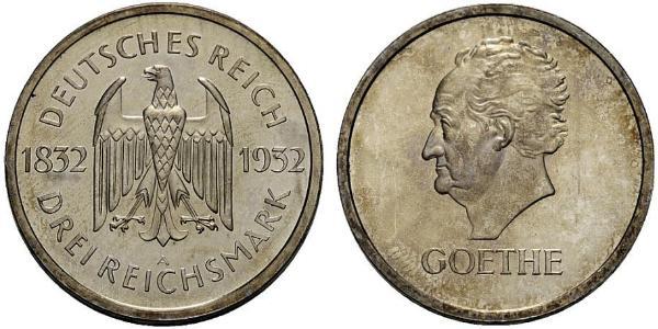 3 Mark República de Weimar (1918-1933) Plata 