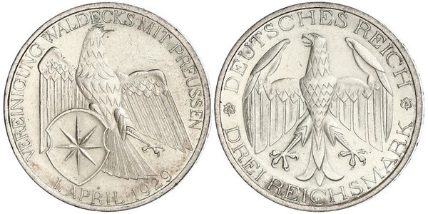 3 Mark República de Weimar (1918-1933) Plata 