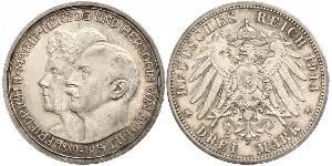 3 Mark Anhalt-Dessau (1603 -1863) Silber Friedrich II. (Anhalt)(1856 – 1918)