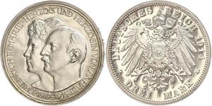 3 Mark Anhalt-Dessau (1603 -1863) Silber Friedrich II. (Anhalt)(1856 – 1918)