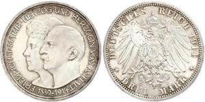 3 Mark Anhalt-Dessau (1603 -1863) Silber Friedrich II. (Anhalt)(1856 – 1918)