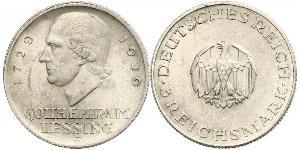 3 Mark Deutsches Kaiserreich (1871-1918) Silber Gotthold Ephraim Lessing