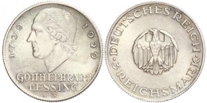 3 Mark Deutsches Kaiserreich (1871-1918) Silber Gotthold Ephraim Lessing