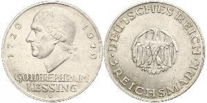 3 Mark Deutsches Kaiserreich (1871-1918) Silber Gotthold Ephraim Lessing