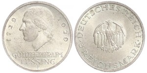 3 Mark Deutsches Kaiserreich (1871-1918) Silber Gotthold Ephraim Lessing