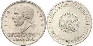 3 Mark Deutsches Kaiserreich (1871-1918) Silber Gotthold Ephraim Lessing