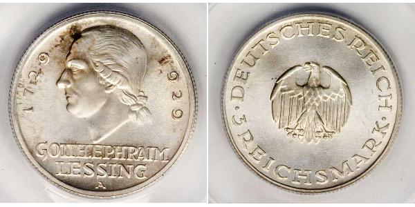 3 Mark Deutsches Kaiserreich (1871-1918) Silber Gotthold Ephraim Lessing